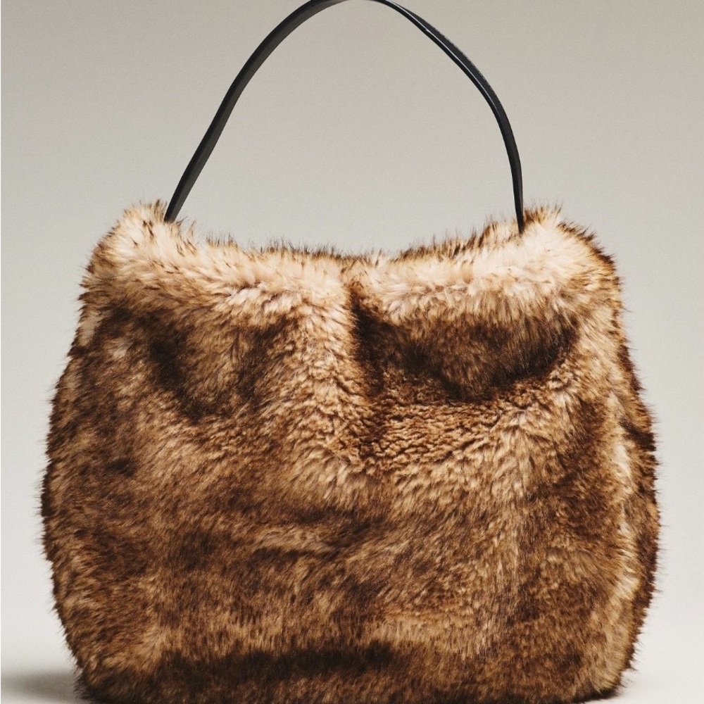 Anthropologie Faux Fur Tan Shoulder Bag